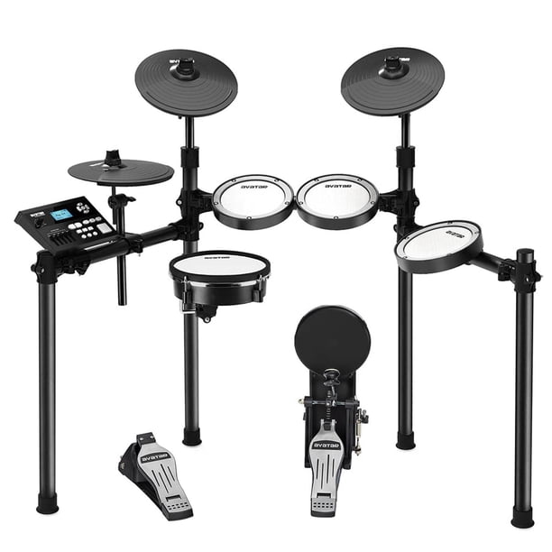HXW SD61-5 Kit Batería Electrónica con Parches Silenciosos de Malla, Caja de Doble Zona de 8”, 440+