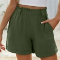 thumbnail image 3 of REALiKUN Linen Shorts for Women Wide Leg Pants High Waisted Casual Dressy Ruffled Summer Beach Shorts with Pockets, 3 of 8