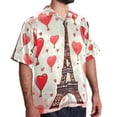 thumbnail image 2 of Eiffel Tower Valentine's Day Men's Short Sleeve Casual Printed Button Down Beach Shirts - Summer Fashion Tops, 2 of 6