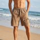 thumbnail image 4 of Ceisia Men's Linen-Like Casual Cargo Shorts with Elastic Drawstring Waist & Multi-Pocket Gifts, 4 of 9