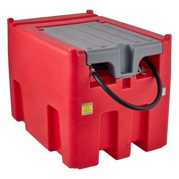 116 Gallon Portable Diesel Tank with 12V Pump & Hose - Diesel Fuel Transfer Tank for Trucks, Agriculture, Marine - 10 GPM Flow Rate - Red Polyethylene