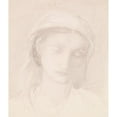 thumbnail image 2 of Sir Edward Coley Burne-Jones 20x23 Black Ornate Framed Double Matted Museum Art Print Titled: Female - Head Study of a Woman, 2 of 5