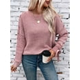 thumbnail image 6 of Female Casual Pullover Loose Bows Solid Color Round Neck Trendy Knit Long Sleeve Sweater Pink XL, 6 of 10