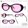 thumbnail image 2 of Womens Unique Wavy Crooked Arm Mod Oval Plastic Sunglasses Tortoise - Pink, 2 of 8