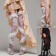 thumbnail image 2 of Women Lace Floral Thigh High Socks Sheer Mesh Ruffle See-Through Stockings Party Lolita E-Girls Goth Leggings Socks, 2 of 7