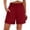*Wine, variant on ClodeEU Women's Linen Shirred Elastic Waist 3" Shorts with Pockets,Solid Color Casual Summer Bottoms Black,Womens Plus XL