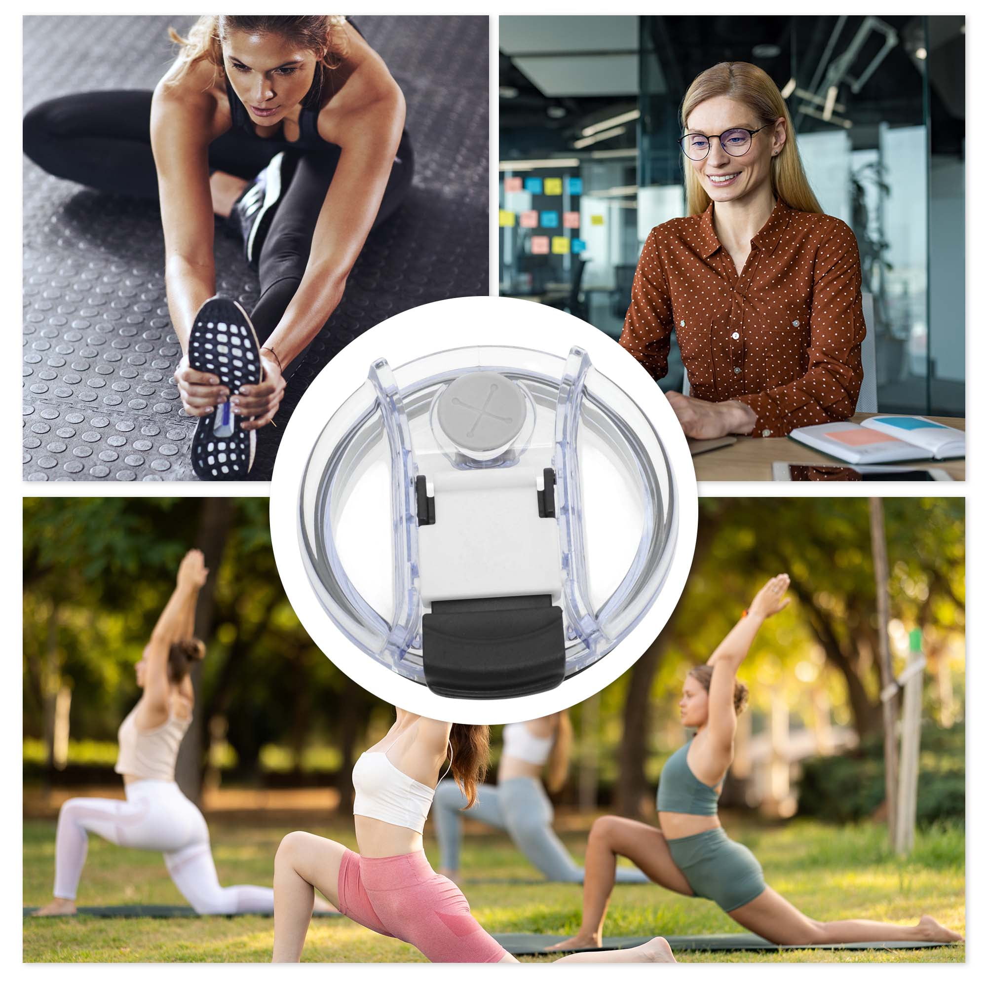 Unique Bargains 1 Pc Portable Tumbler Lid for Office Use Travel Purposes White, Black