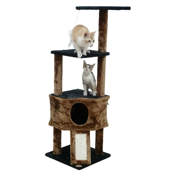 Go Pet Club 46 In Cat Tree Condo Scratching Post Tower Gray Walmart Com Walmart Com