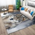 thumbnail image 2 of Washable Rug Modern Area Rug 5x7 ft Low Pile Bedroom Rug Animal Gray Wolf, Living Room Rug No Shedding Large Area Rug Lightweight Machine Washble Rug for Home, 2 of 7