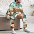 thumbnail image 7 of Xecao Coastal Palm Beach Print Pajamas Set Mens Pajamas Long Sleeve Loungewear Two-Piece Sleepwear Button-Down Pjs Set,2PJS-X-Large, 7 of 7