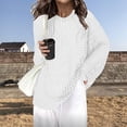 thumbnail image 2 of Cavosen Women's Knit Sweaters Crew Neck Short Length Cable Knit Pullover Mesh Long Sleeve Stretch Breathable Outerwear Coats, 2 of 6