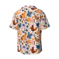 thumbnail image 6 of Lsque Cute Chickens print Men's Cuban Collar Short Sleeve Shirt Summer Beachwear Casual Button Down Fashionable Vacation Leisure Shirt-Medium, 6 of 7