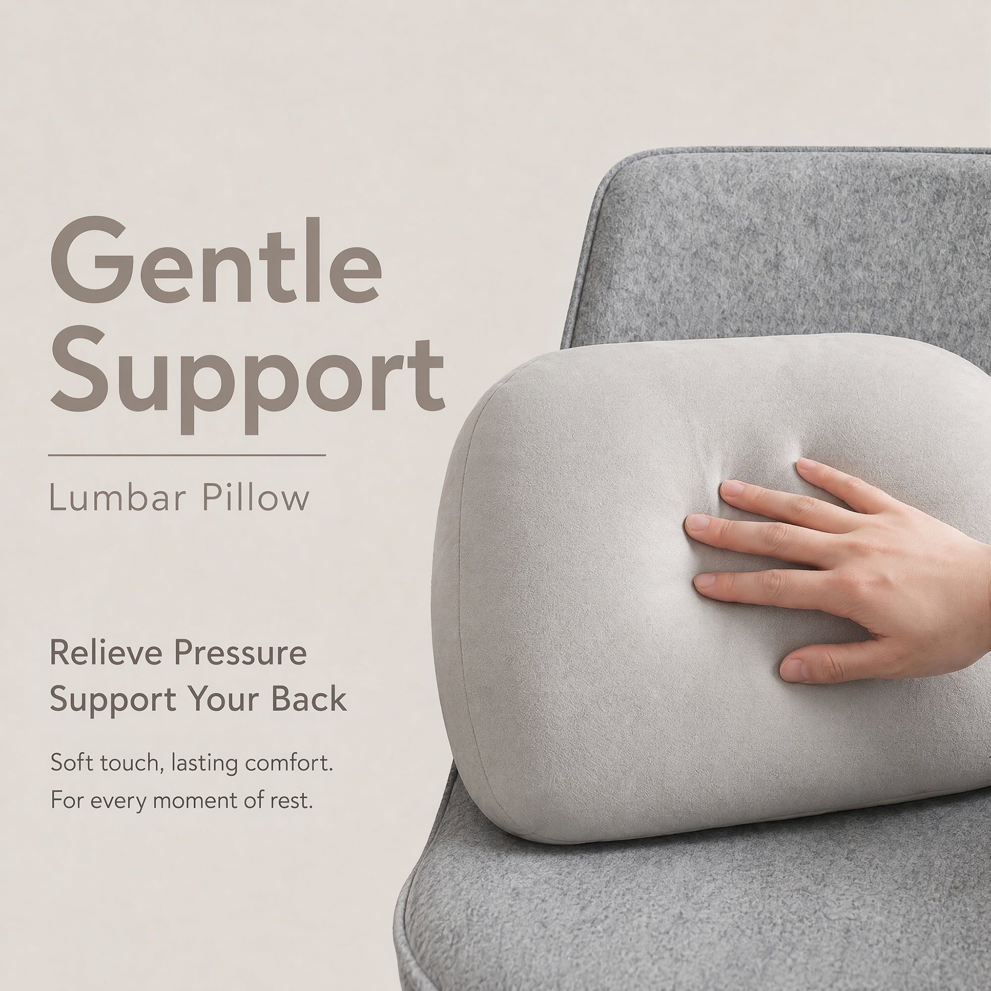 Unique Bargains U-shaped Lumbar Support Pillow for Back Support Light Gray 15.7" x 10.6"