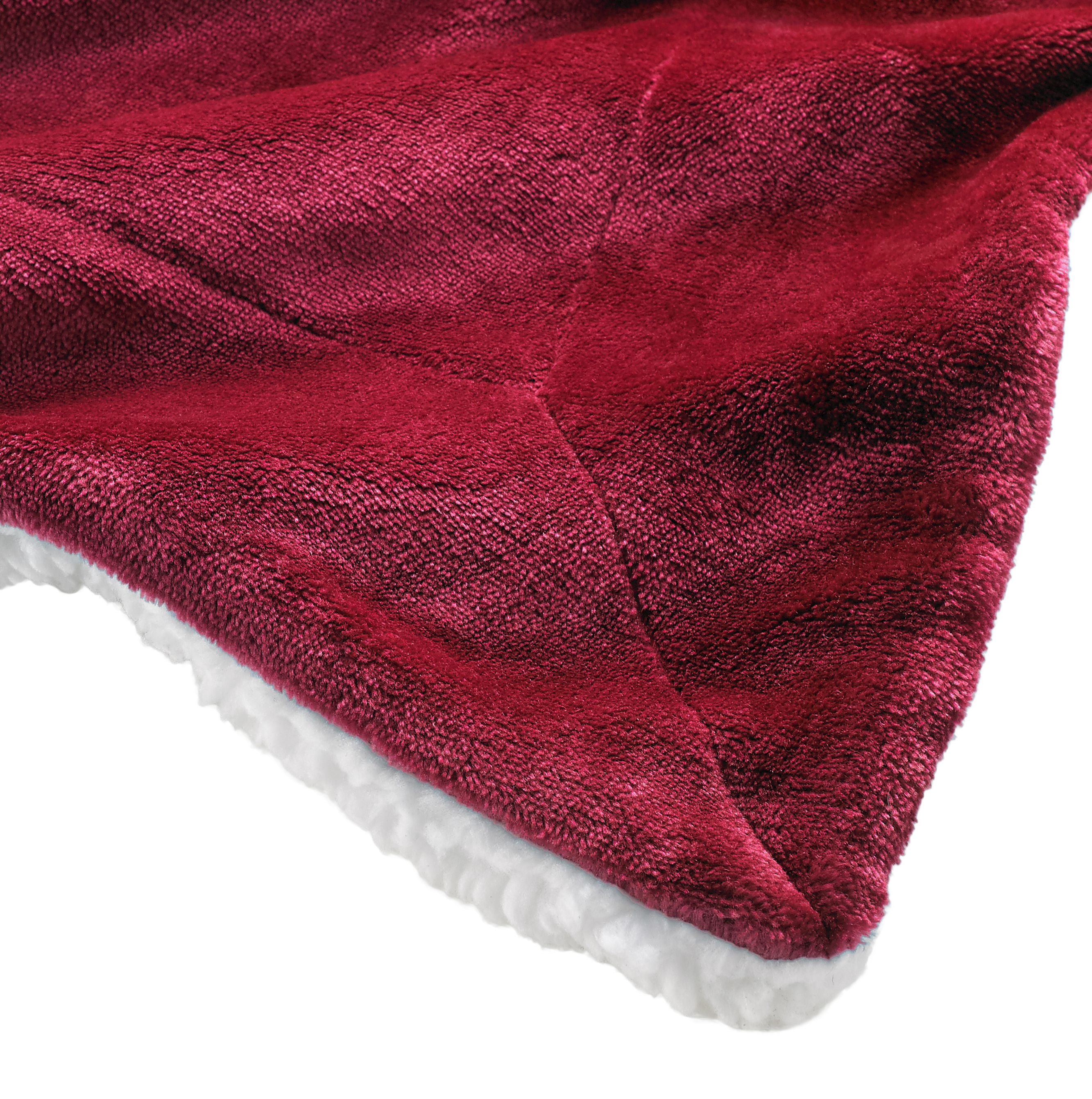 Genteele Super Soft Luxurious Sherpa Throw Blanket, 50" X 60", Burgundy Red