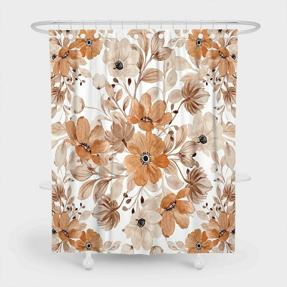 72x72 Inch Fall Shower Curtain, Fall Maple Leaves Floral Shower Curtains for Bathroom, Autumn Thanksgiving Day Harvest Decor Waterproof Fabric with 12 Hooks