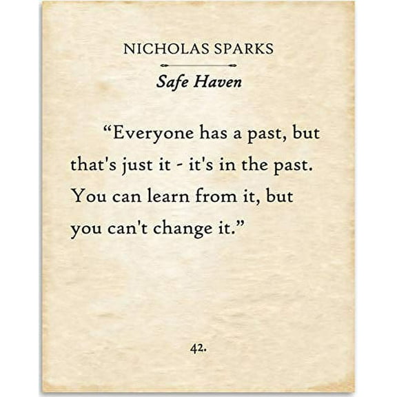 Nicholas Sparks - Everyone Has A Past - Book Page Quote Art Print - 11x14 Unframed Typography Book Page Print - Great Gift for Book Lovers