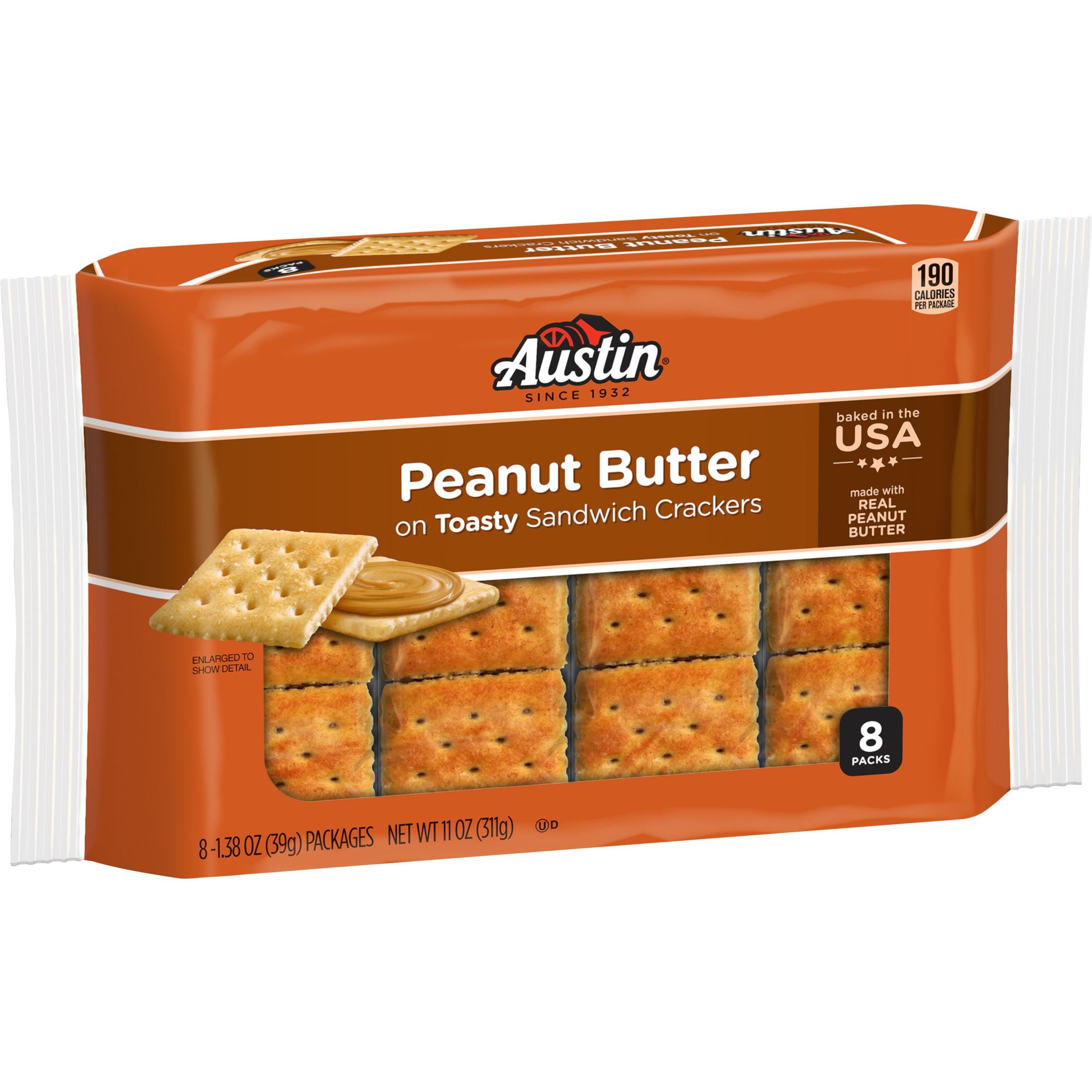 Austin Sandwich Crackers, Peanut Butter on Toasty, 11 oz, 8 Count