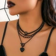 thumbnail image 3 of DESIGNICE Chained Lacey Lehotzky,Sweet Cool Style Chunky Necklace,Black Heart Pendant Necklace Stack,Black-1, 3 of 5