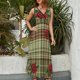 thumbnail image 2 of Vestido Largo Sin Mangas Para Mujer, Geometric Grid Traje Informal Para Cumpleaños, Verano, 2 of 5