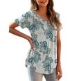 thumbnail image 4 of a.Jesdani Womens Plus Size Tunic Tops Short Sleeve Casual Floral Henley Shirts m-4x, 4 of 8