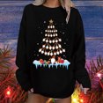 thumbnail image 1 of Hauts Décontractés pour Femmes Col Rond Imprimé Arbre de Noël Neige Manches Longues Blouse, 1 of 4