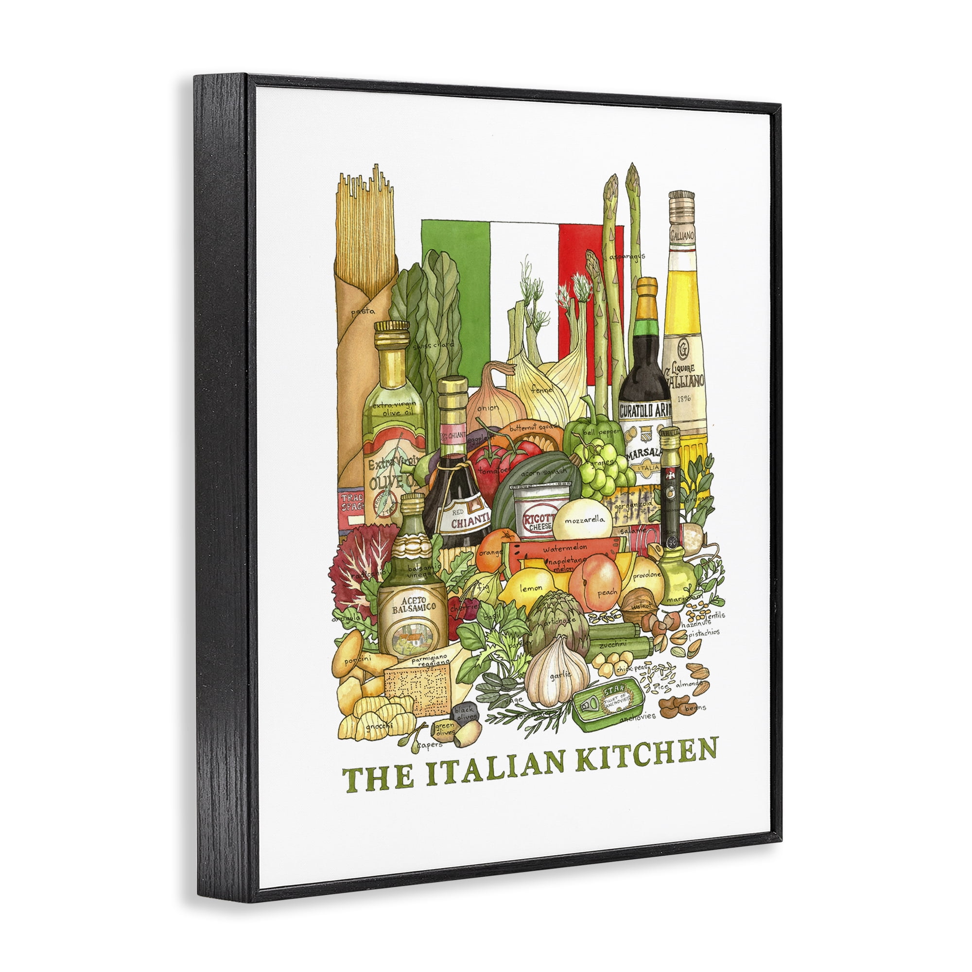 Stupell Industries Italian Kitchen and Food Black Framed Giclee Art, design by Nancy Overton