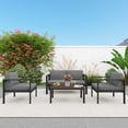 thumbnail image 3 of Seizeen 4 Pieces Patio Furniture Set, Outdoor Conversation Set All-aluminum, Porch Furniture Sets W/8cm Cushions & Table, Thickened Metal Patio Set for Deck Poolside Backyard Furniture, Black, 3 of 7