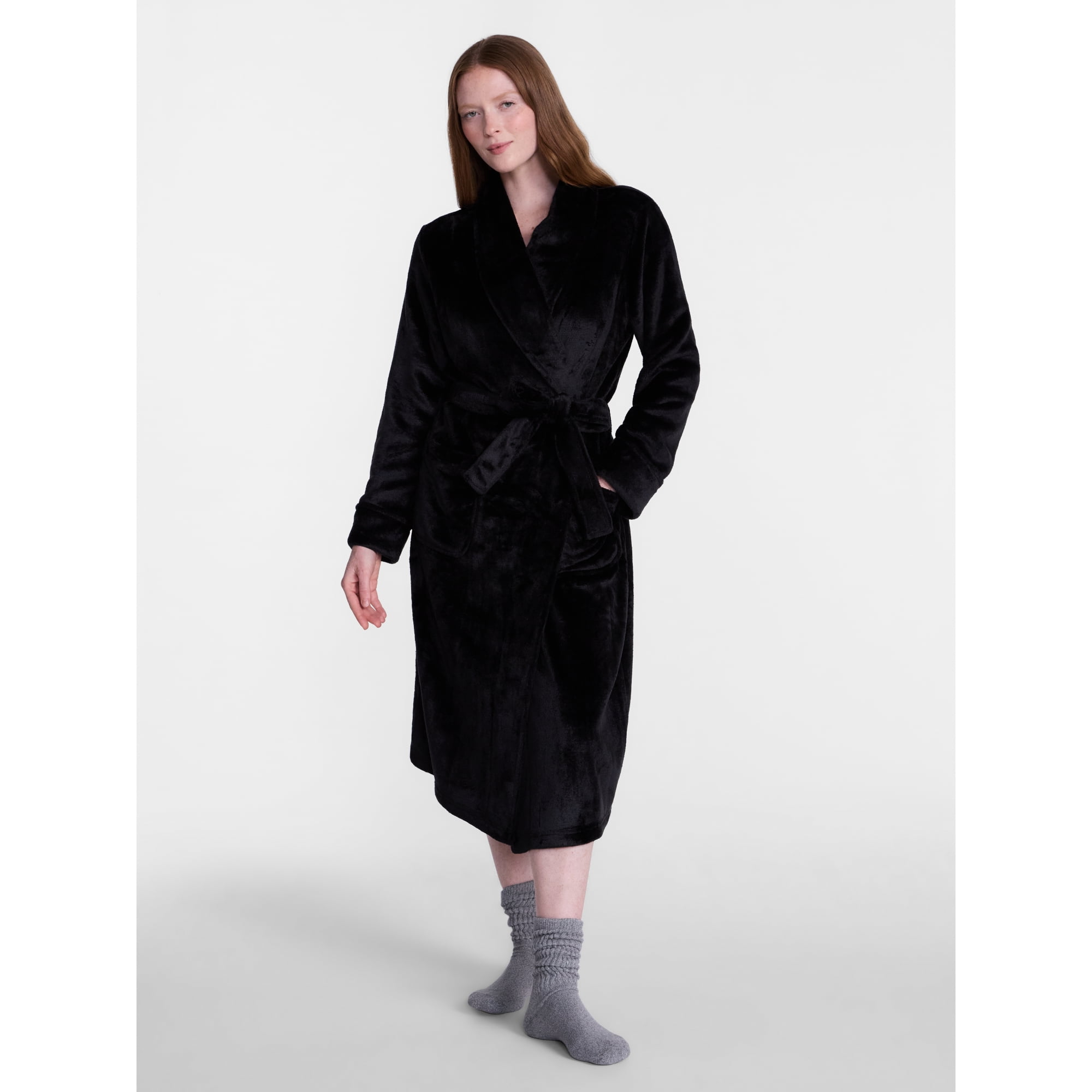 Joyspun Women's Plush Robe, Sizes S to 3X
