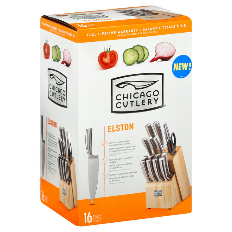 Chicago Cutlery Avondale 16 Piece Block Set - Stainless Steel Knives with  Comfort Grip Handles - Includes Chef, Bread, Utility, Paring Knives and  More in the Cutlery department at