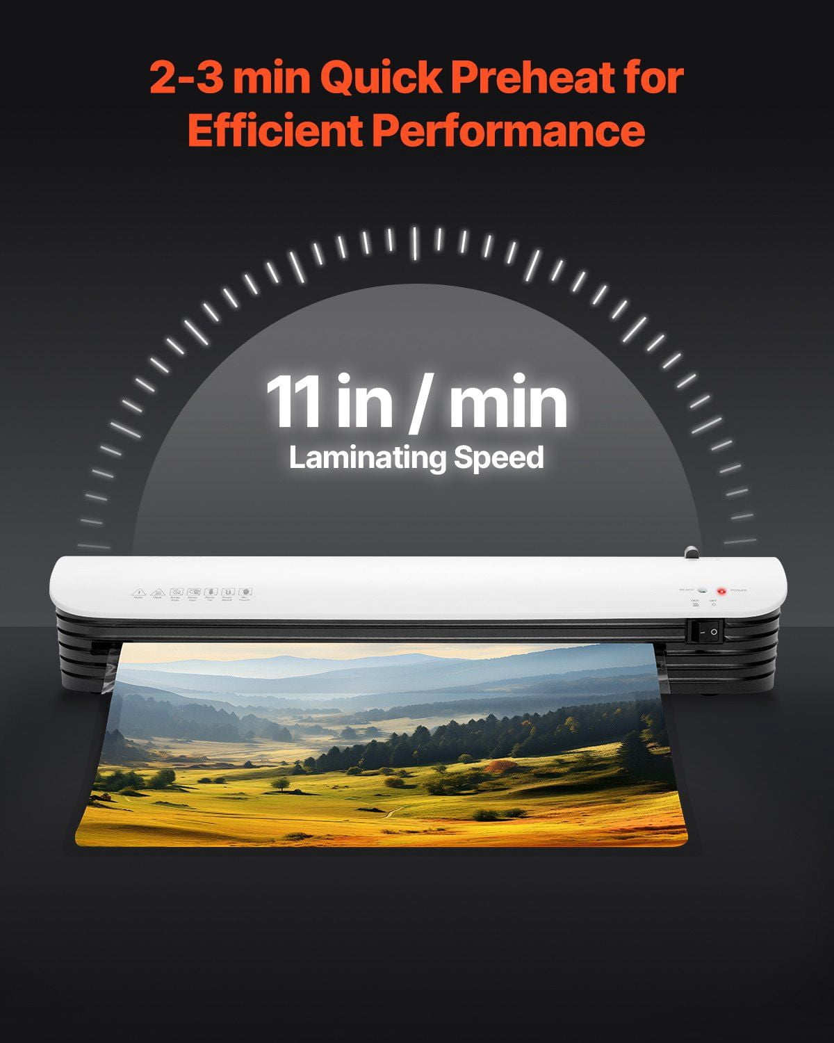 Thermal Laminator Machine for A3 Paper Portable Quick Warm 2-3 Minutes 3-5 mil Thickness Home Office School Supplies White and Black