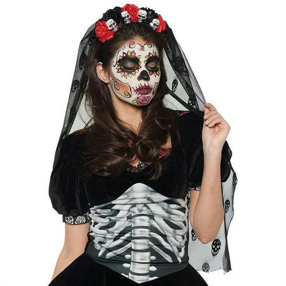 Day of The Dead Mantilla Deluxe Costume