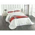 thumbnail image 3 of Ambesonne Modern Quilted Bedspread Set 3 Pcs, Italian Car Illustration, King Size, Charcoal Grey and Red, 3 of 5