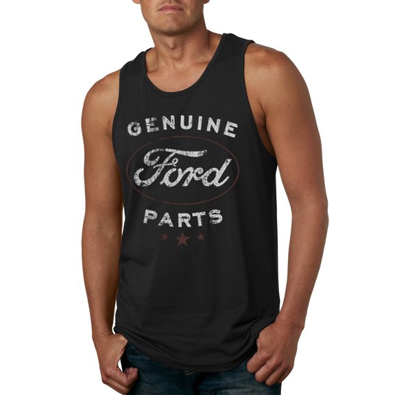 Vintage Distressed Genuine Ford Parts Cars and Trucks Mens Graphic Tank Top, Black, Small