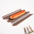 thumbnail image 4 of Sartén de acero inoxidable con 3 ranuras para cocina, horno de pan francés, pan casero, bandeja para hornear antiadherente ondulada DIY, sartenes para hornear, forma de Baguette perforada Adepaton LN-1238, 4 of 7
