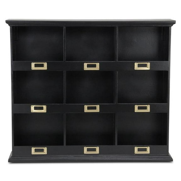 Cheungs FP-4120BK Dael Wooden 9 Cubby Wall Shelf, Black