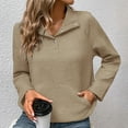 thumbnail image 5 of Lenago Women's Sweatshirt with Long Sleeves Low V-neck Solid Color Shirts for Ladies Tummy Control Close Fitting Pullover Hoodies Daily Comfortabel Essentials, 5 of 9