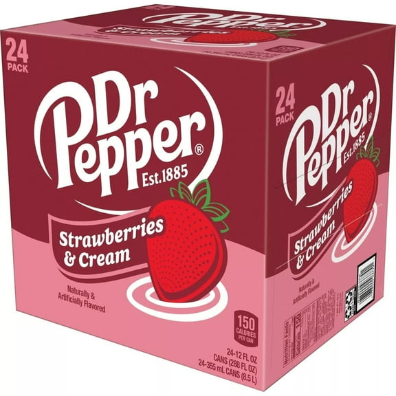 Dr Pepper Strawberries and Cream Soda, 12 Fluid Ounce (Pack of 24)
