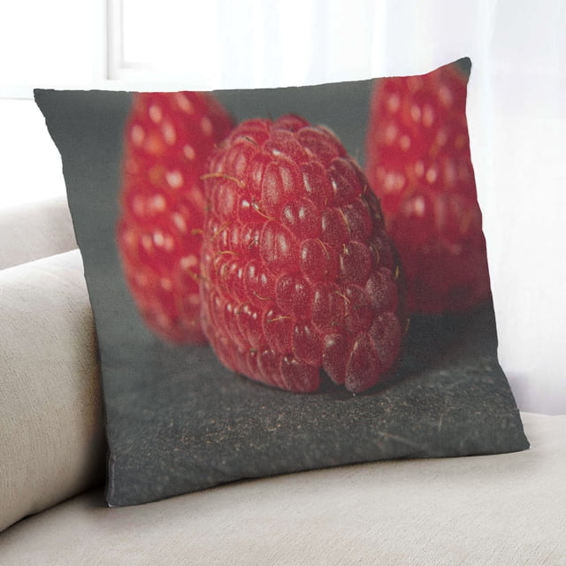 Ahgly Company Foods Raspberry Indoor Throw Pillow, 18 inch by 18 inch