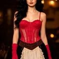 thumbnail image 6 of FASHOFT Corset Shapewear For Women Thin Strap Semi Sheer Boned Waist Cinching Top Lightweight Body Shaping Everyday Wear Bustier Corset Lingerie S, 6 of 6