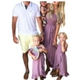 thumbnail image 3 of goowrom Robe Parent-Enfant Épaules Dénudées avec Ourlet à Volants Vêtements Roses, 3 of 9