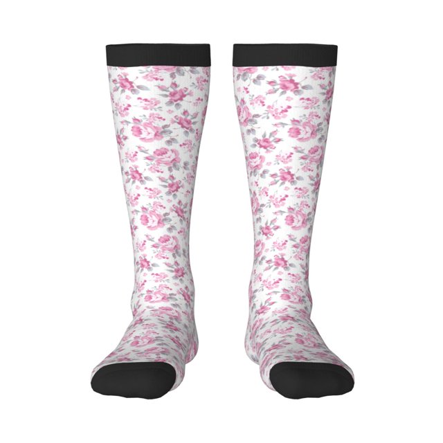 Fotbe Rose Flowers Calcetas Divertidas Estampadas para Hombre y Mujer, Calcetas de Algodón hasta la Rodilla para Caminar, Correr, Enfermería y Embarazo