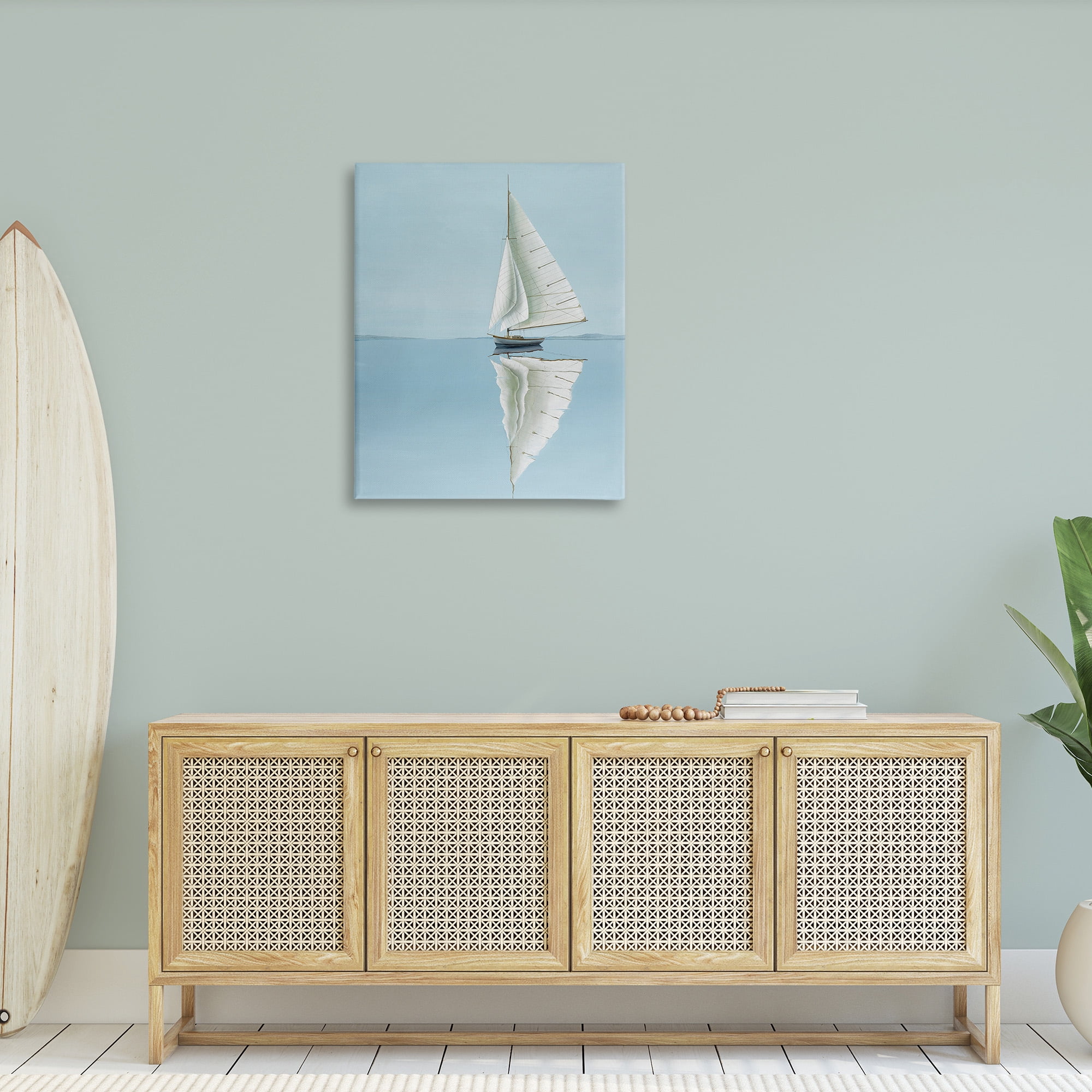 Stupell Industries Minimal Watercraft Reflection Transportation Painting Gallery Wrapped Canvas Art Print Wall Art, 30 x 40