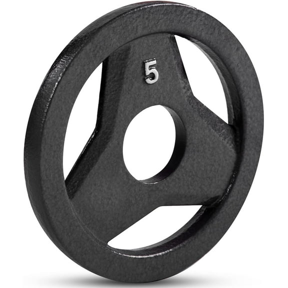 JFIT Cast Iron Olympic 2-Inch Grip Plate for Barbell, Single Plate, 5 LB