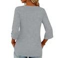 thumbnail image 7 of Miluxas Women's Spring/Summer Fashion Sweatshirts Loose 3/4 Sleeve Buttoned V-Neck Solid Color Casual Pullover Tops Gray, 7 of 7