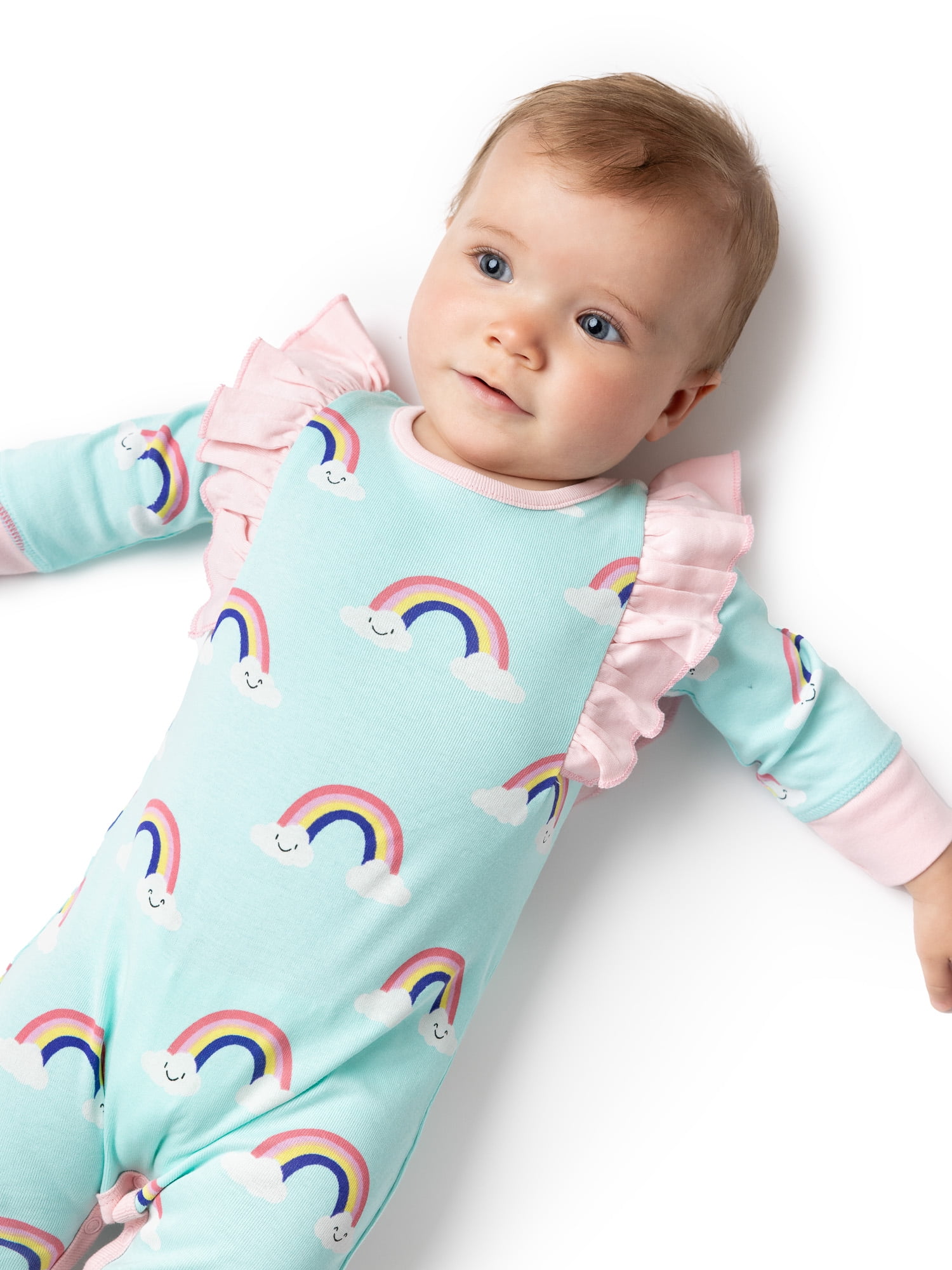 Paris Hilton x Monica + Andy Organic Cotton Baby Double Ruffle Romper, Sizes 0/3 Months-18 Months