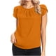 thumbnail image 1 of ICHUANYI Clearance Women's Chiffon Solid Color Short Sleeve Round Neck Casual Shirt Short Sleeve Blouse(Orange, XXL) ICHUANYI WER2023080906665, 1 of 6