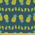 thumbnail image 2 of Ambesonne Hipster Fabric by the Yard Upholstery, Pineapples in Flat Style, 2 Yards, Yellow and Petrol Blue, 2 of 5