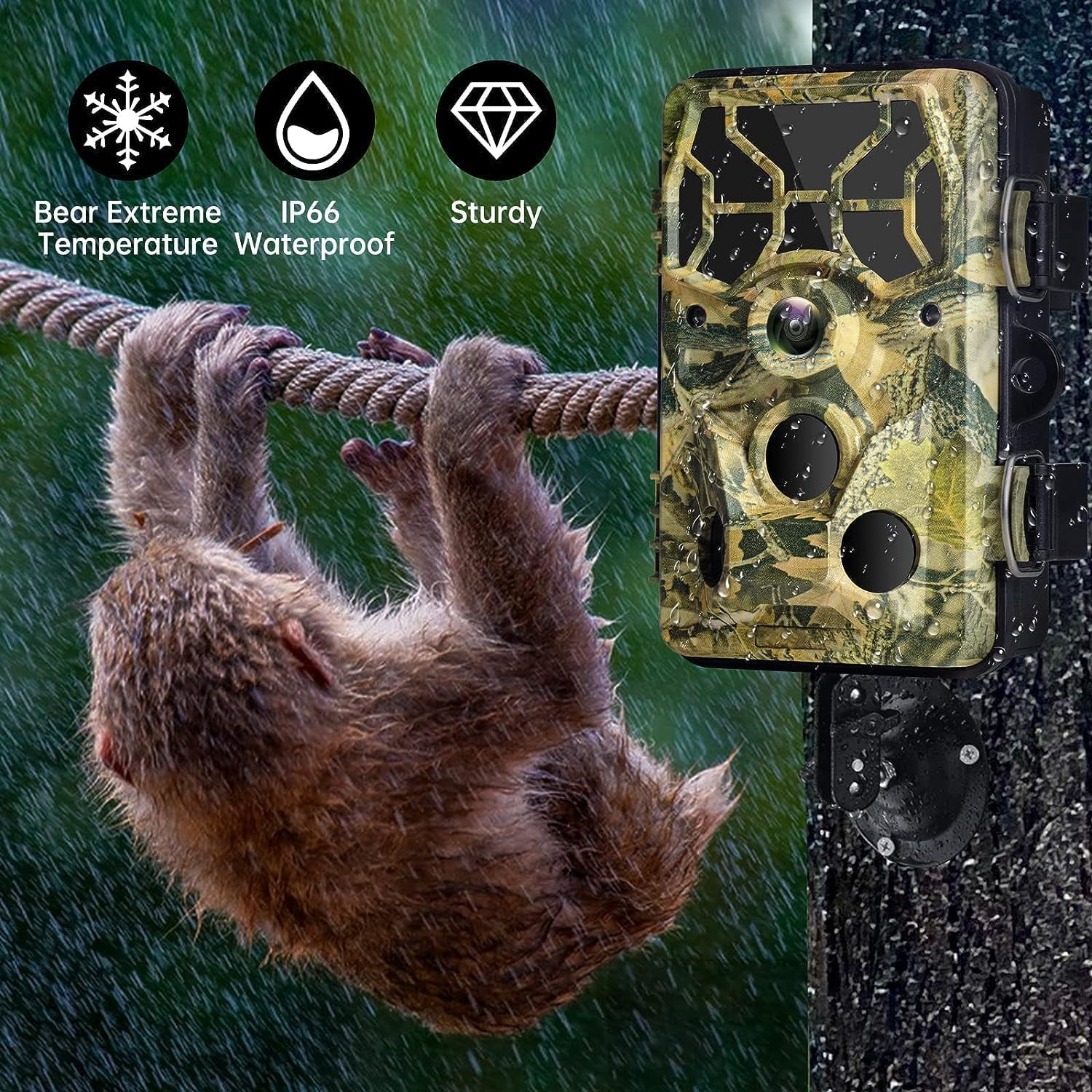 CAMPARK WiFi Trail Camera, 30MP 1296P Hunting Wildlife Camera with Night Vision, IP66 Waterproof 0.3s Fast Trigger Speed Game Camera, Trail Camera for Wildlife Hunting