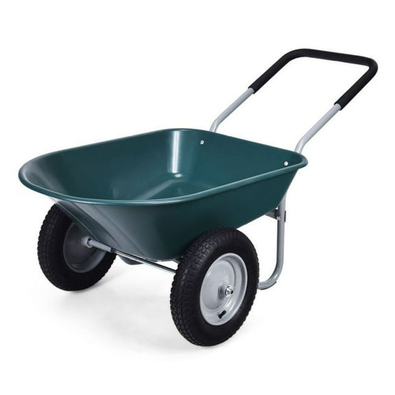 Heavy Duty Garden Cart Wheelbarrow, 330lbs Utility Dolly Cart - 2 Pneumatic Tires, Steel Frame, 5 Cubic Feet Capacity - Farm, Patio, Warehouse