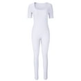 thumbnail image 4 of SELONE Rompers for Women Short Sleeve Athletic Bodycon Workout Sports Long Pant Gym Ladies Travel Comfortable 2024 Vacation Jumpsuits Casual Casual Jumpsuits for Women Solid Square Neck White, 4 of 6
